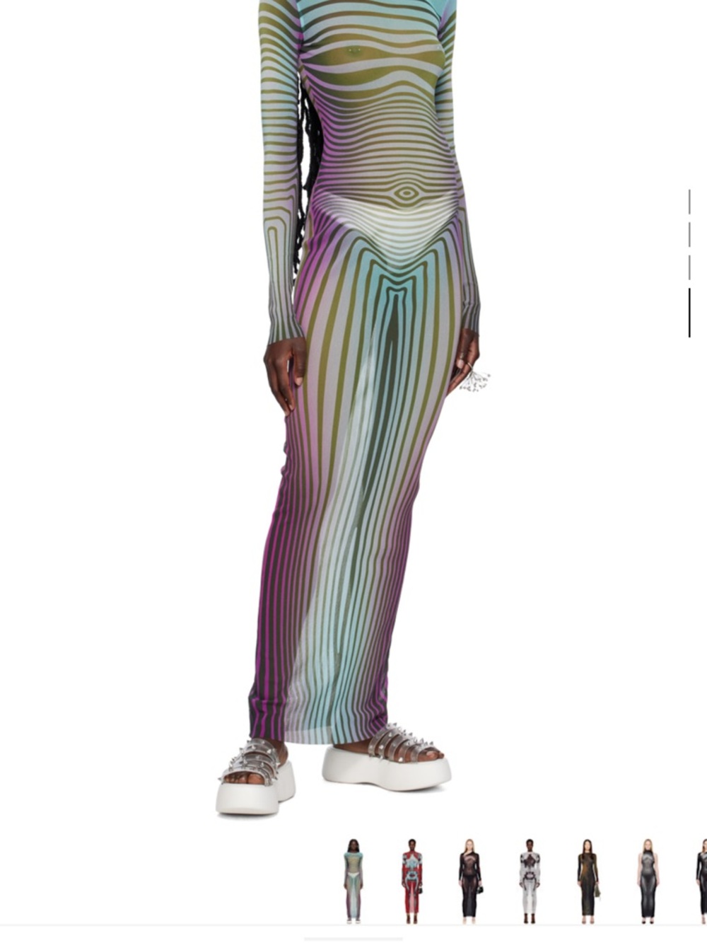 JEAN PAUL Sheer Striped Maxi DRESS